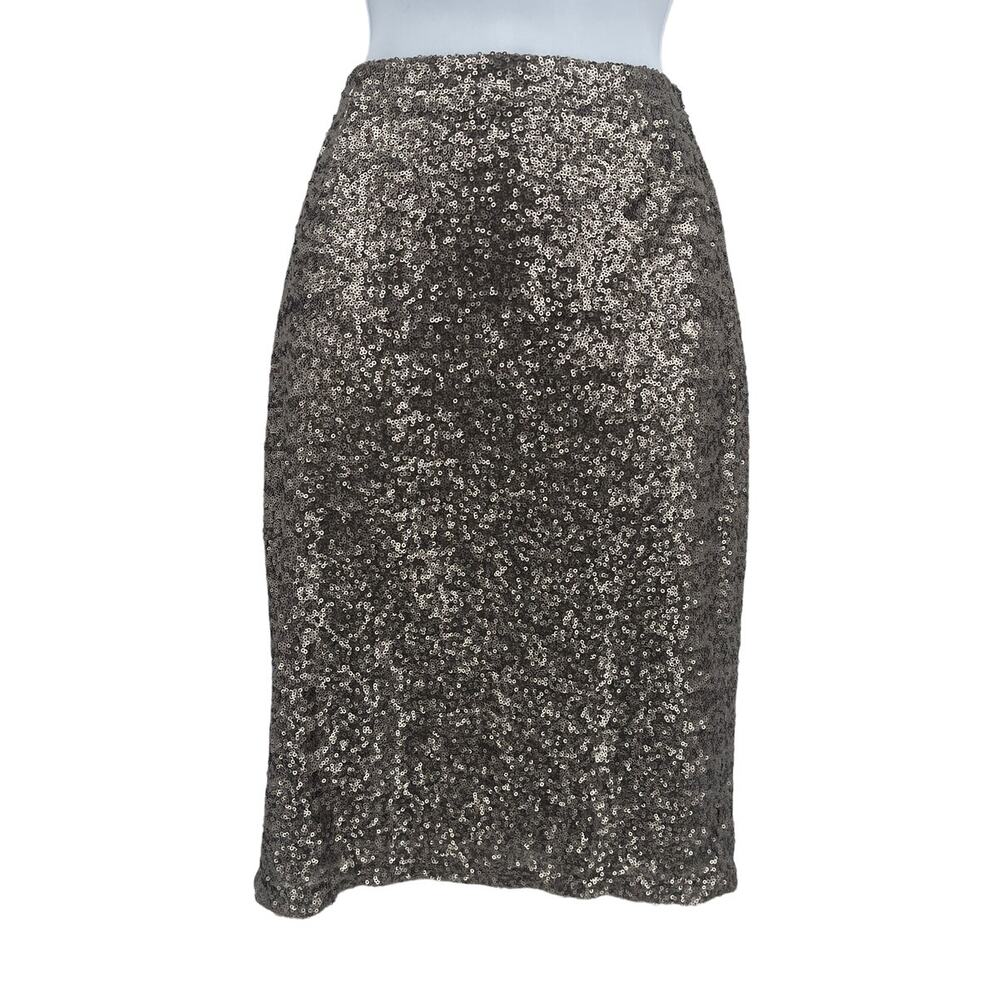 Halogen Sequin Silver Pencil Skirt 2 Holiday Glam NYE Party Festive Y2K Winter